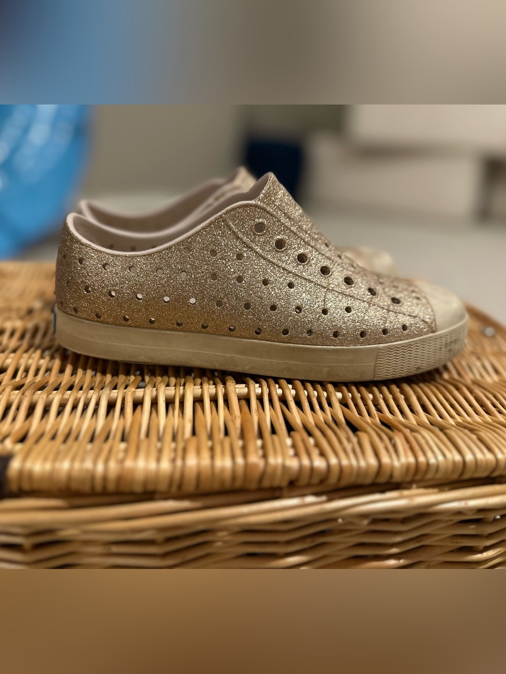 Native Shoes Kids Glitter Slip-On Sneakers in Gold